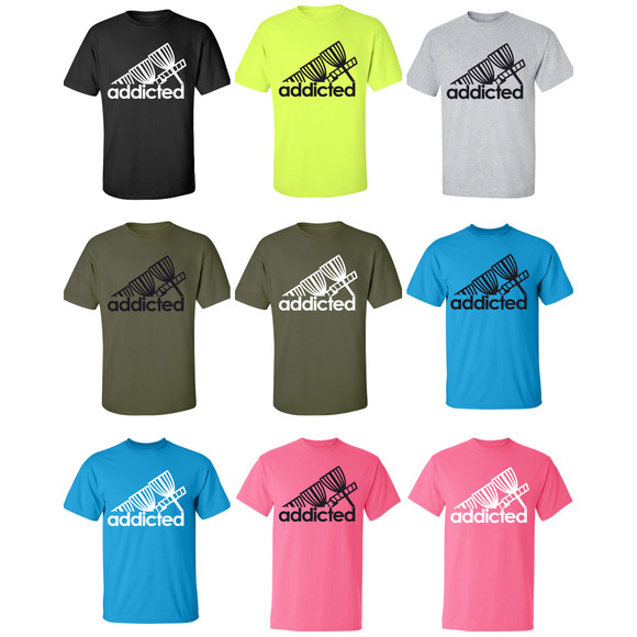 Disc Golf T Shirt ADDICTED Discgolfer Discgolfing Shirt - Picture 2 of 16